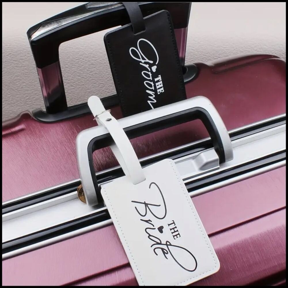 NEW 2Pcs Premium Personalized Wedding Luggage Tag Set Mr & Mrs